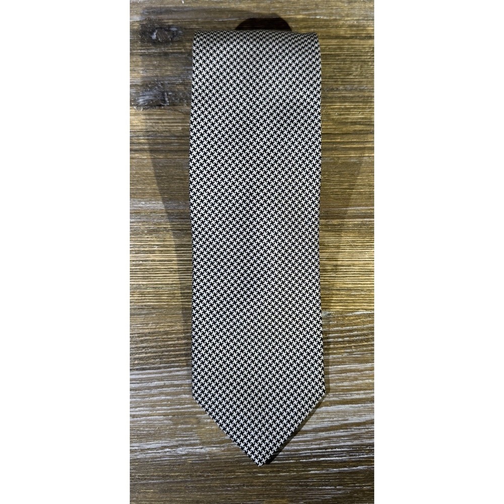 Breuer Eljo's University Of Virginia UVA Tie Black White Vintage Silk Italy NWT‎